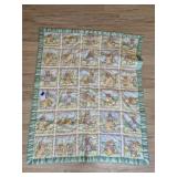 Teddy Bear  Baby Blanket Green Satin