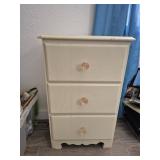 Cream 3-Drawer Nightstand Dresser