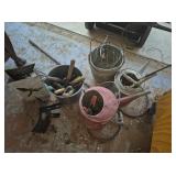 Gardening Tool Lot with Watering Cans and Buckets