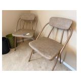Two Metal Frame Chairs & Trash Cans