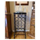Metal Wine Rack Table with Glass Top