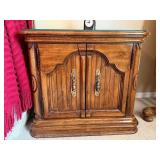 Wood Nightstand Cabinet with Glass Top