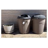 Plant Pot w/ Saucer & Trash Cans