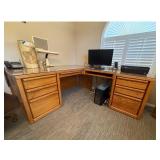 L-Shaped Wood & Glass Top Desk