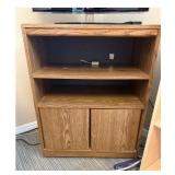 Wood Bookcase with Doors and Shelves