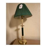 Brass Tone Accent Lamp with Green Shade