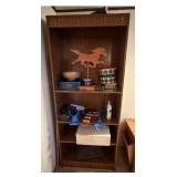 Wood Bookcase Shelving Unit & Contents
