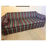 Striped Upholstered Sofa with Bolster Pillows