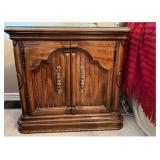Wood Nightstand & Lamp