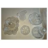 Cut Crystal Glass Pitcher, Bowl, Decanter Set