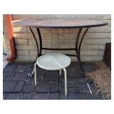 Outdoor Mosaic Stone Top Metal Frame Table