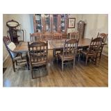 Wood Dining Table & 8 Chairs