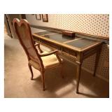 Wood Desk with Leather Top & Chair Set