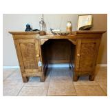 Vintage Wooden Desk with Storage Cabinets