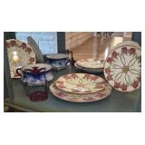 Antique Porcelain Bowl with Metal Stand