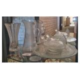 Glass Pitcher and Vase Set with Chicken Dish
