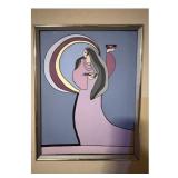 Framed Native American Style Art Painting