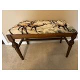 Upholstered Wood Bench with Deer Design