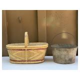 Picnic Basket & Galvanized Bucket