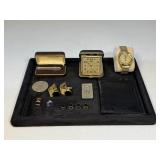Cuff Links, Travel Clock, Watch & Money Clip