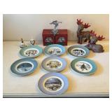Christmas Plates & Quilted Ceramic Reindeer