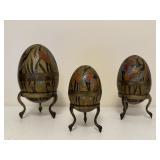 Brass & Enamel Cloisonnï¿½ Nested Egg Set