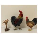 Metal & Wood Folk Art Roosters