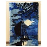 Blue Sailboat Latch Hook Art