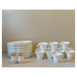 Milk Glass Snack Plates & Punch Cup Set