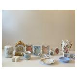 Porcelain Photo Frames, Clock & Figurines