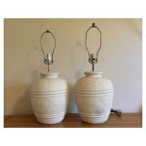 1980s Textured Plaster Ginger Jar Lamps