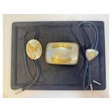 Bolos Ties & Silver Belt Buckle
