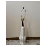 Mid-Century Modern Ceramic & Wood Fluted  Lamp