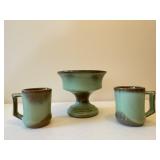 Frankoma Pedestal Bowl & Mugs