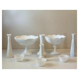 Milk Glass Vases & Pedestal Dishes