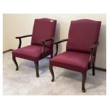 Burgundy Upholstered Wood Chairs