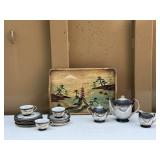 Japanese Geisha Lithophane Tea Cups & Teapot