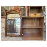 Wood Framed Mirror & Bookshelf