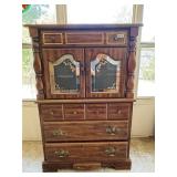 Vintage Wood Cabinet & Drawer Set