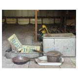 Vintage License Tags & Hawthorne Metal Cooler
