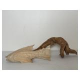 Drift Wood & Wood Fish Figurine