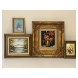 Framed Floral & Landscape Oil Paintings