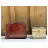 Samsonite Leather Suitcase & Metal Box