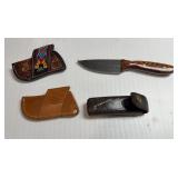 Fixed Blade Knife and Leather Sheaths