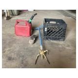 Garden Claw, Gas Can, Sledge Head & Plastic Crate