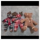 Fabric Reindeer & Teddy Bear