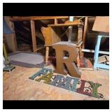 Vintage Side Table and Metal Decor