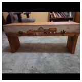Hand-Painted Western Store Wooden Bench