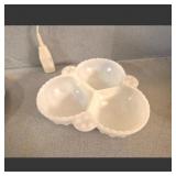 Hobnail Milk Glass Relish Dish