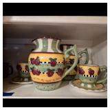 Dicksons Apple Pitcher, Cups & Saucers